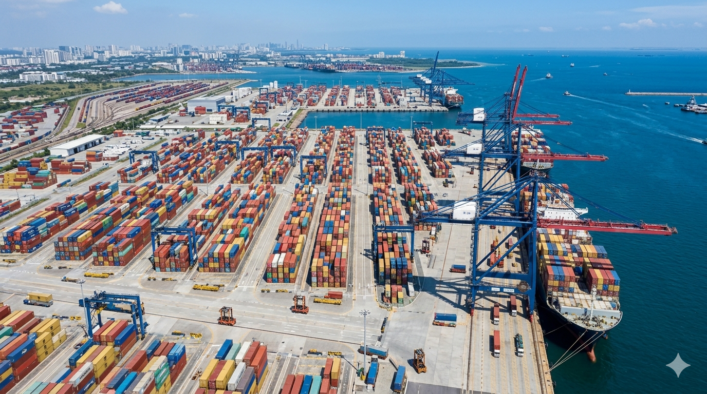 Luftaufnahme eines modernen Container-Hafenterminals